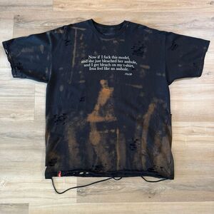 Vintage Bleach Kanye West The Life Of Pablo Quote Black Distressed Shirt Size XL
